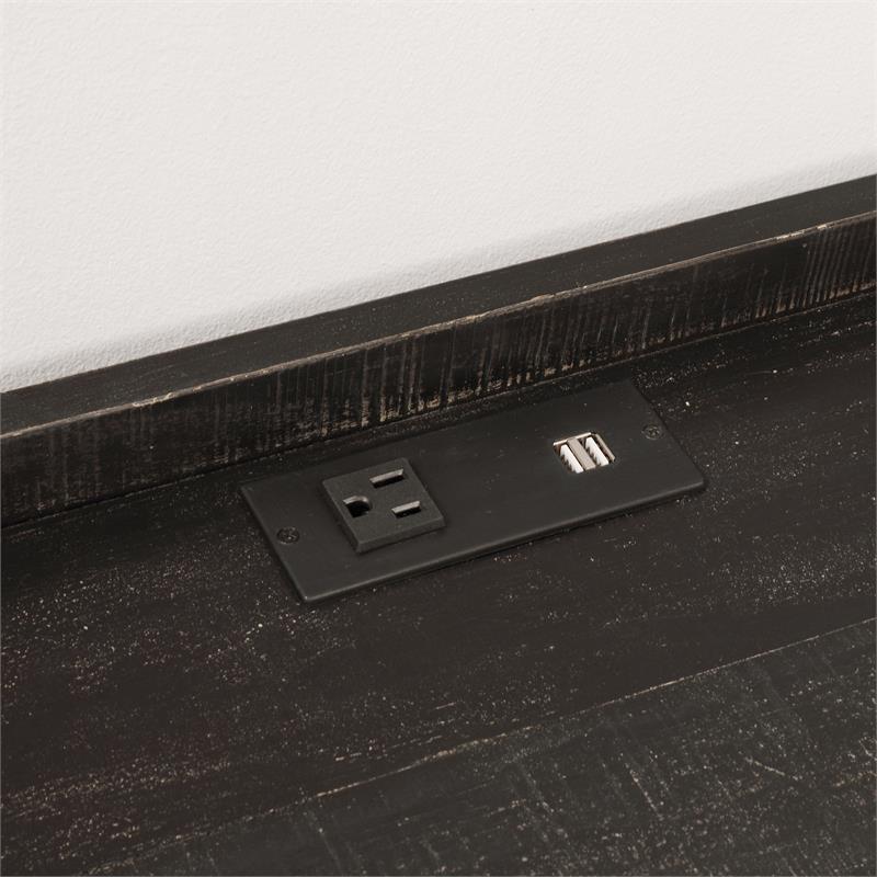 Scranton & Co Modern Wood Computer Desk with USB Port in Black