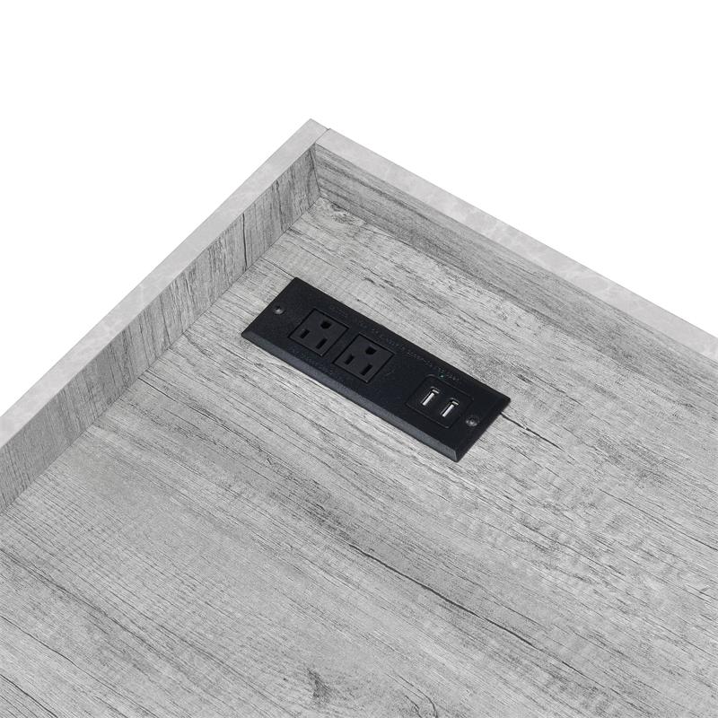 Scranton & Co Writing Desk with USB Ports in Light Gray and Black