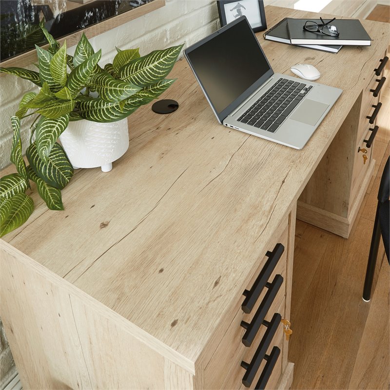 Scranton & Co Credenza Desk with File Storage in Prime Oak Finish