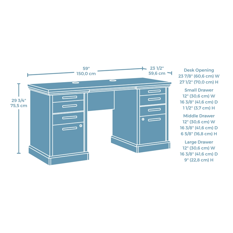 Scranton & Co Credenza Desk with File Storage in Prime Oak Finish