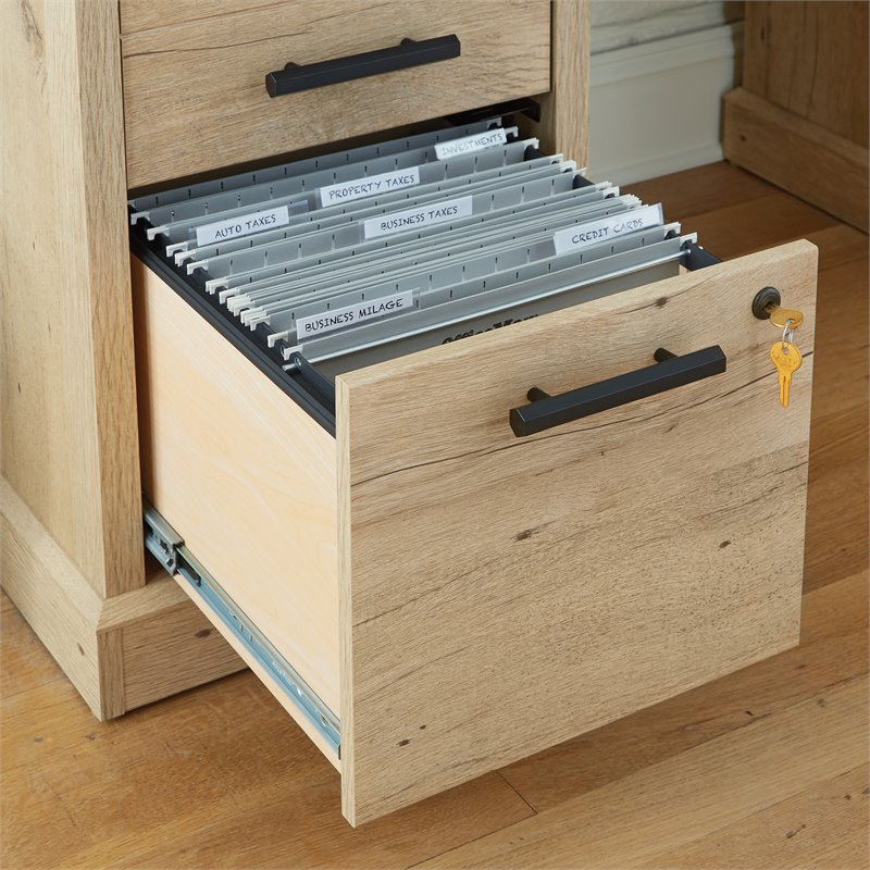 Scranton & Co Credenza Desk with File Storage in Prime Oak Finish