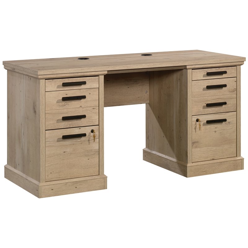 Scranton & Co Credenza Desk with File Storage in Prime Oak Finish