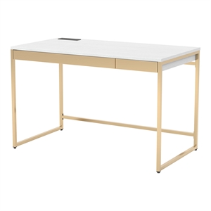 Scranton & Co Metal Writing Desk with USB Ports in White