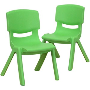 Scranton & Co 10.5&quot Stackable Preschool Plastic Chairs in Green (Set of 2)