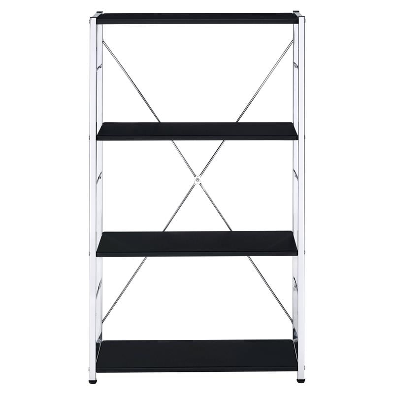 Scranton & Co Tennos 4-Shelf Metal Bookshelf in Black and Chrome Finish