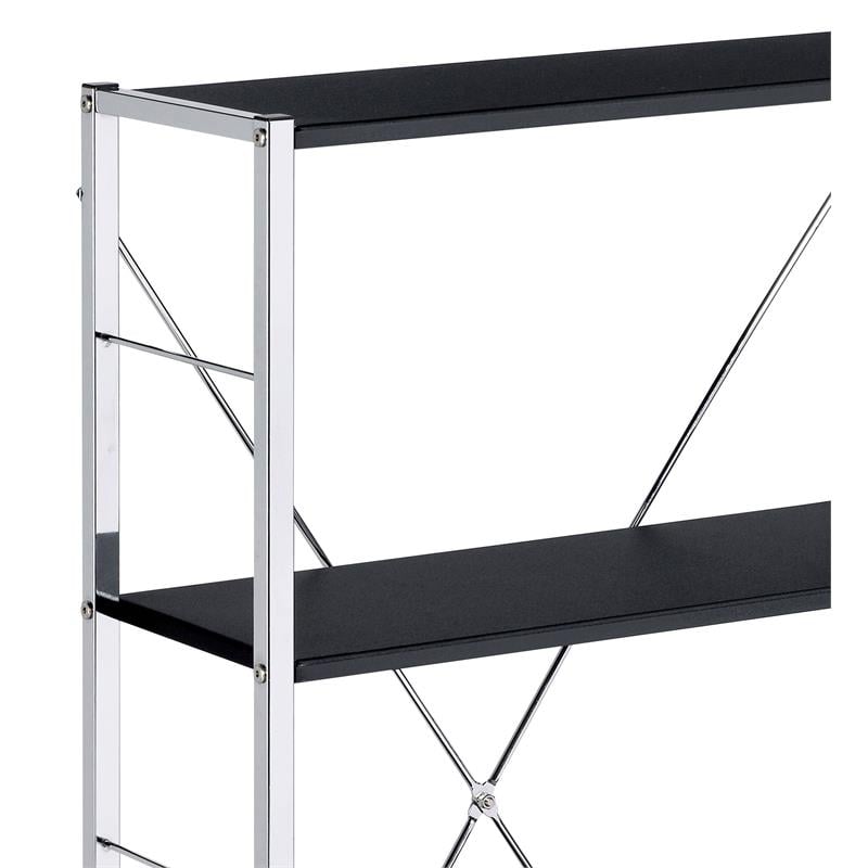 Scranton & Co Tennos 4-Shelf Metal Bookshelf in Black and Chrome Finish
