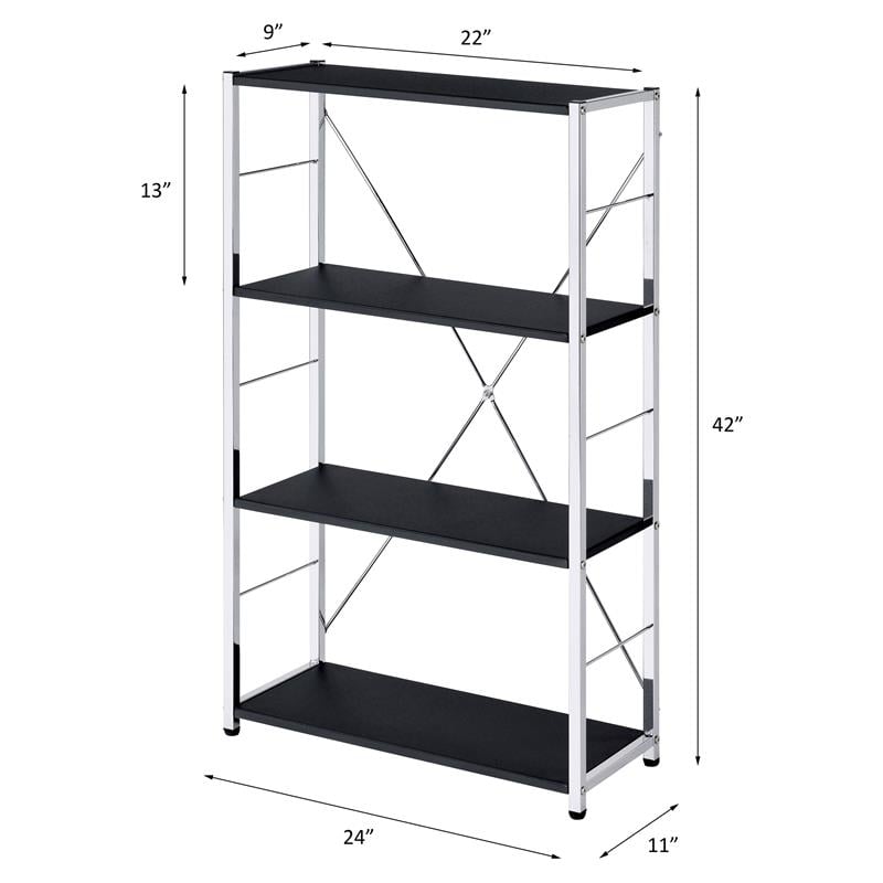 Scranton & Co Tennos 4-Shelf Metal Bookshelf in Black and Chrome Finish