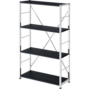 Scranton & Co Tennos 4-Shelf Metal Bookshelf in Black and Chrome Finish