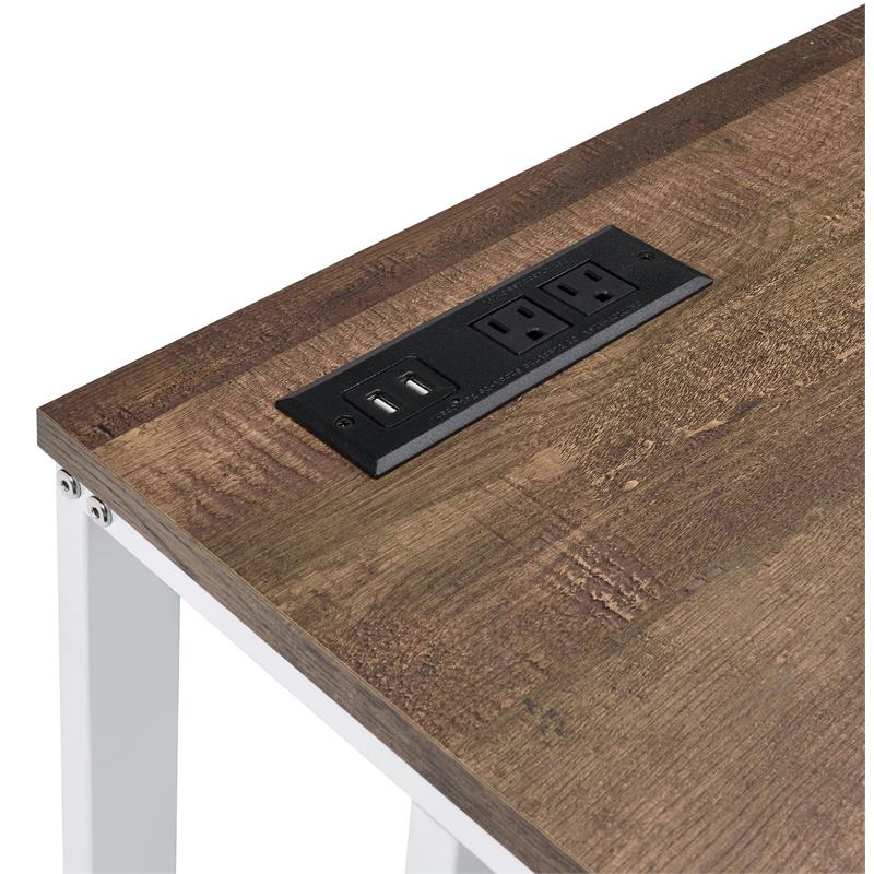 Scranton & Co Tyrese Wooden Writing Desk with USB Port in Walnut & White