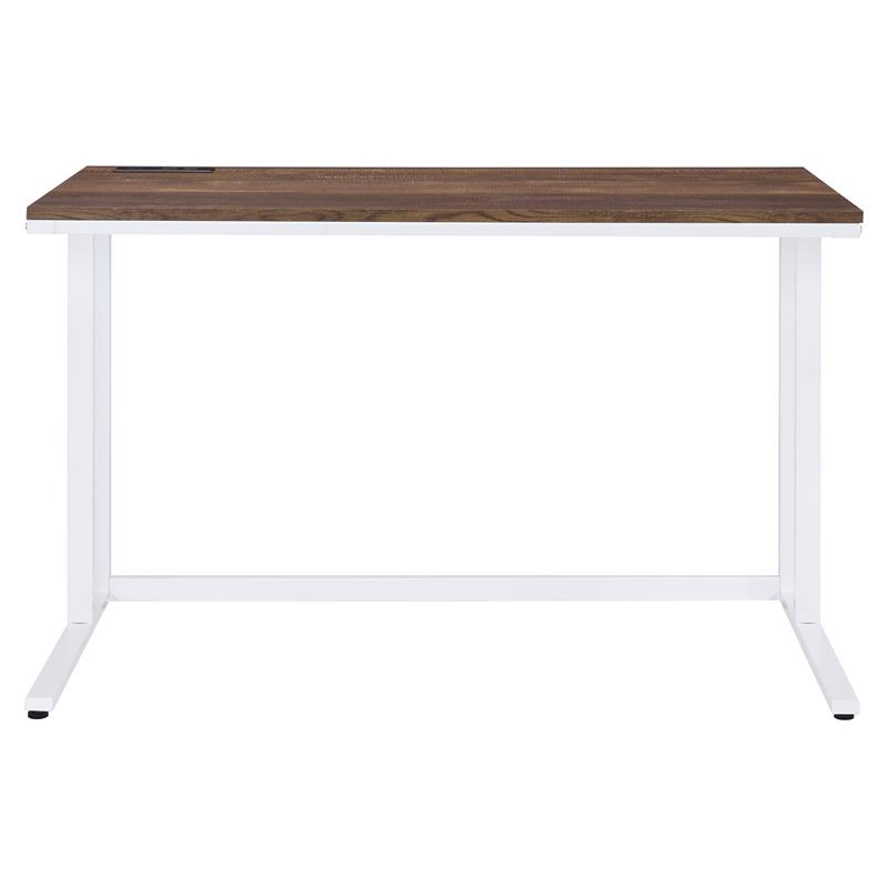 Scranton & Co Tyrese Wooden Writing Desk with USB Port in Walnut & White