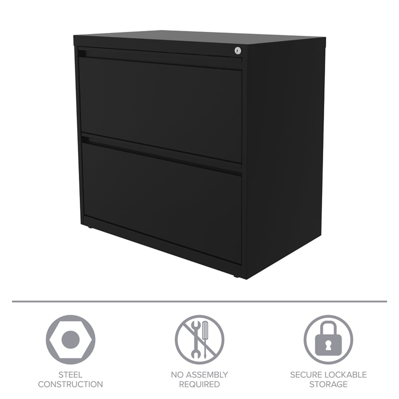Scranton & Co Metal 2-Drawer Lateral File Cabinet in Black