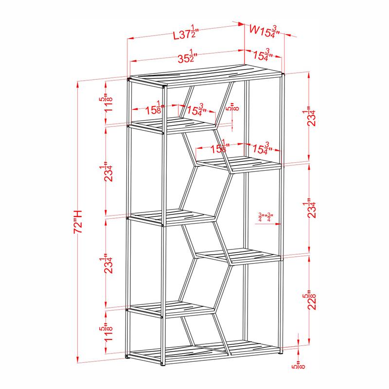 Scranton & Co 7-Shelf Metal Bookcase in Chrome and White