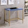 Scranton & Co Wood Writing Desk with USB Ports in Blue Finish