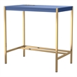 Scranton & Co Wood Writing Desk with USB Ports in Blue Finish