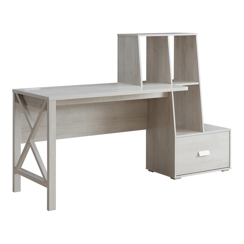 Scranton & Co Wood Desk with Multi-Storage in White Oak