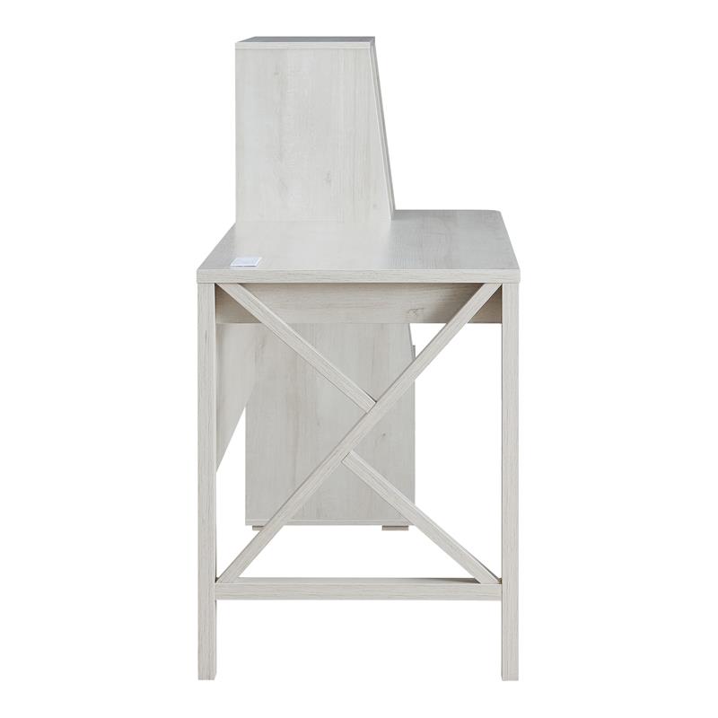 Scranton & Co Wood Desk with Multi-Storage in White Oak
