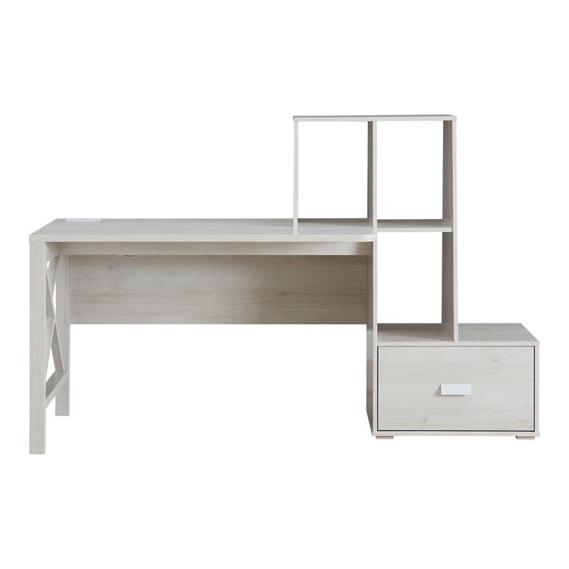 Scranton & Co Wood Desk with Multi-Storage in White Oak