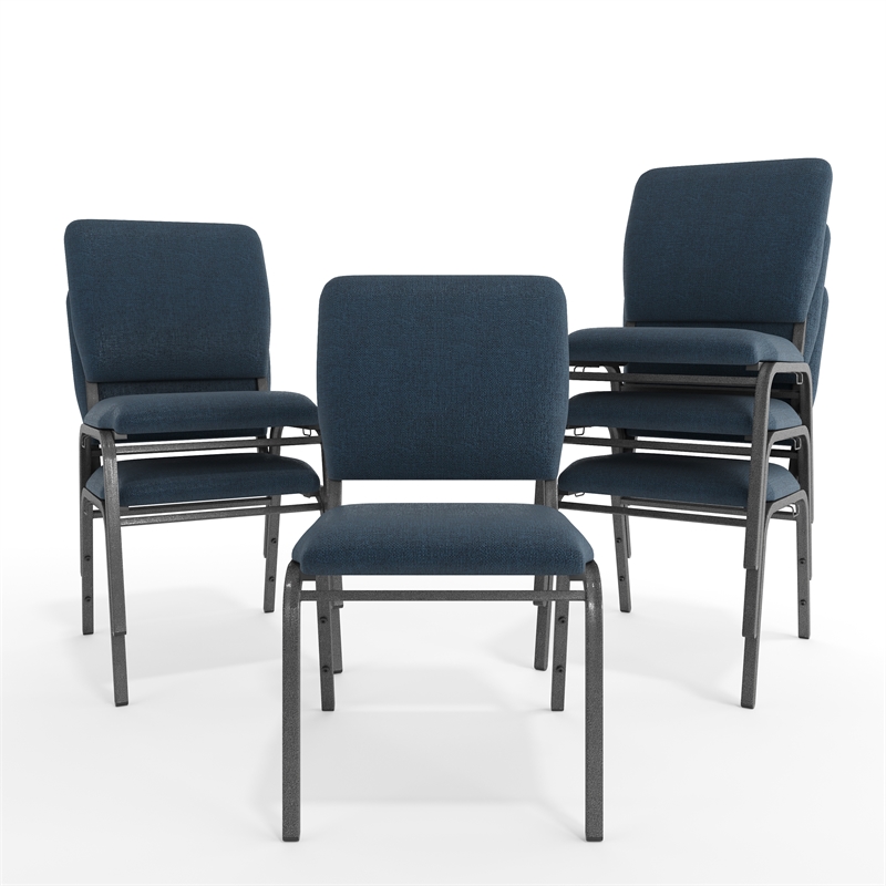Scranton & Co Fabric Church Chair in Navy with Silver Vein Frame