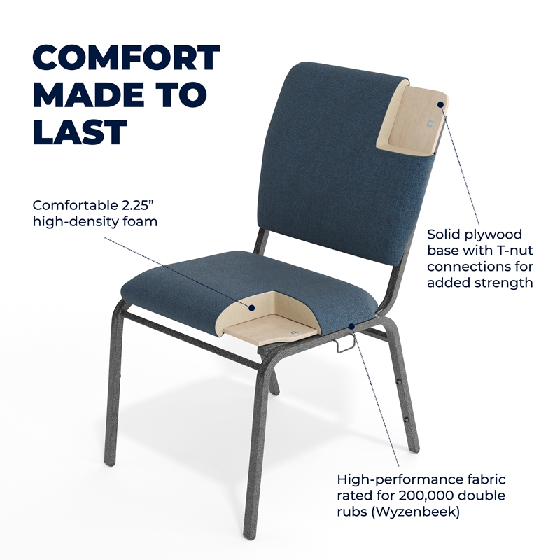 Scranton & Co Fabric Church Chair in Navy with Silver Vein Frame