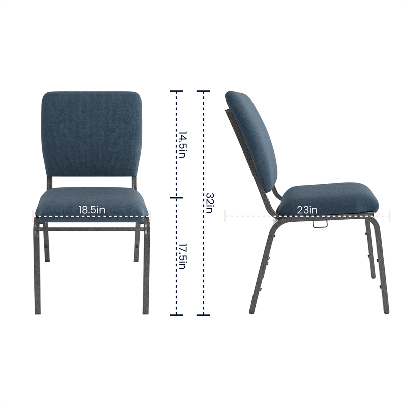 Scranton & Co Fabric Church Chair in Navy with Silver Vein Frame