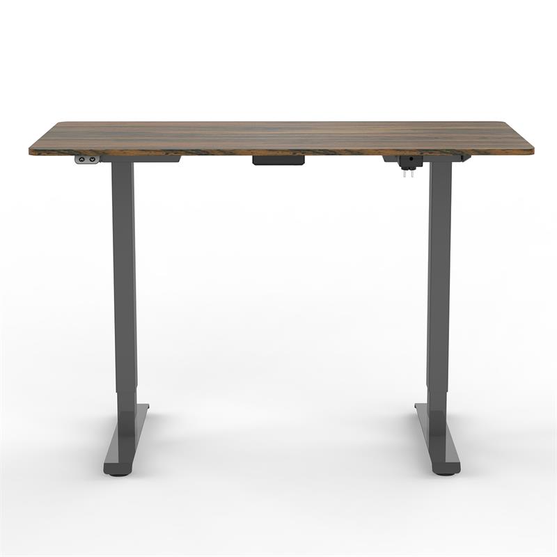 Scranton & Co Metal Height Adjustable Office Desk in Dark Brown and Black