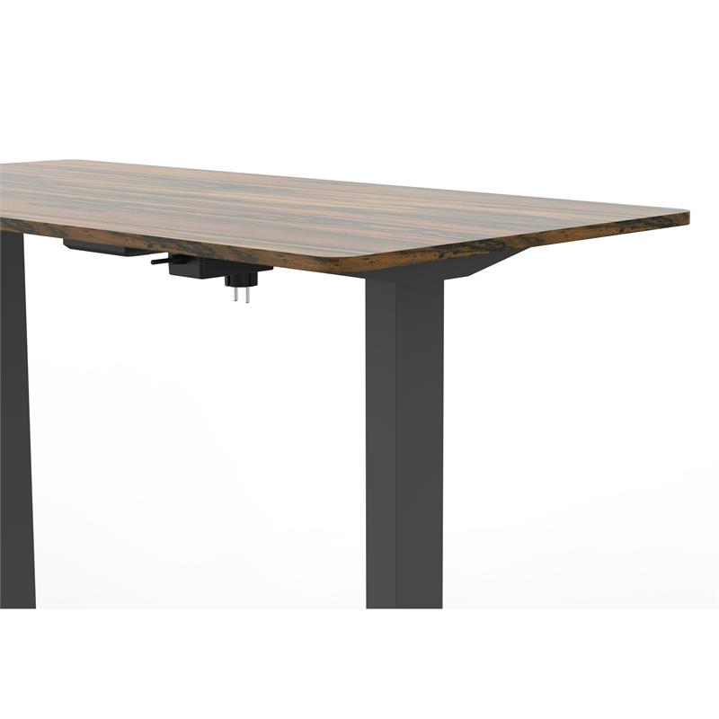 Scranton & Co Metal Height Adjustable Office Desk in Dark Brown and Black