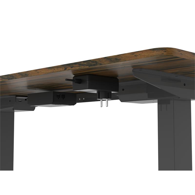 Scranton & Co Metal Height Adjustable Office Desk in Dark Brown and Black
