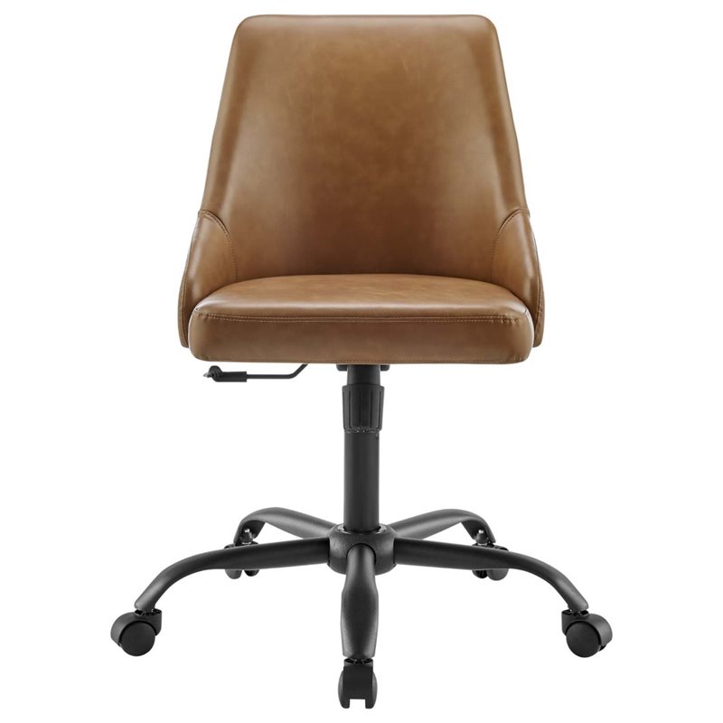 Scranton & Co Faux Leather Swivel Office Chair in Black and Tan