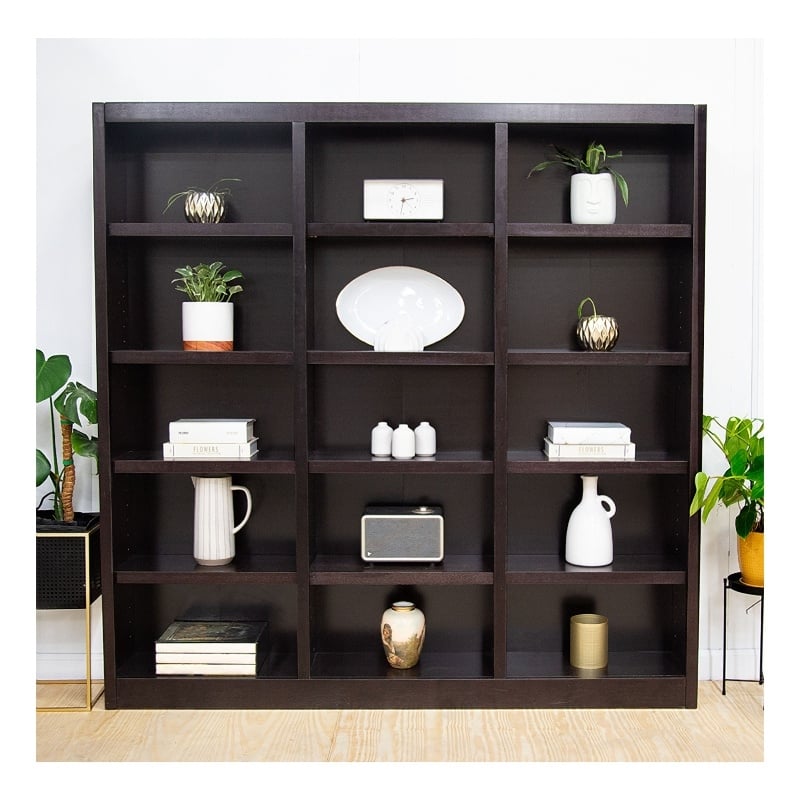 Scranton & Co 72 in Tall Triple Wide Bookcase in Espresso Finish