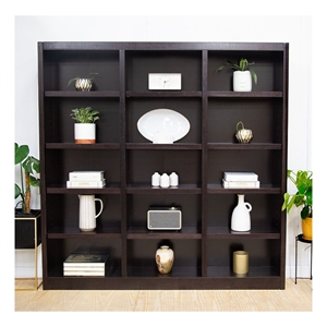 Scranton & Co 72 in Tall Triple Wide Bookcase in Espresso Finish