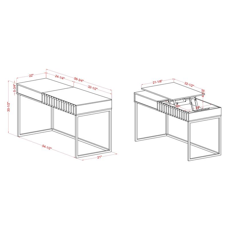 Scranton & Co Contemporary Lift-Top Writing Desk in Walnut Finish