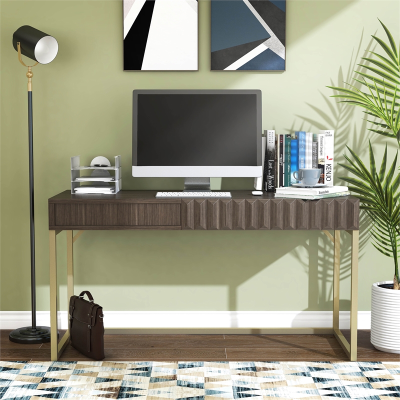 Scranton & Co Contemporary Lift-Top Writing Desk in Walnut Finish