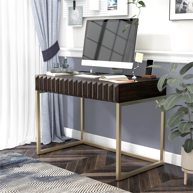 Scranton & Co Writing Desk with USB Port in Walnut Finish