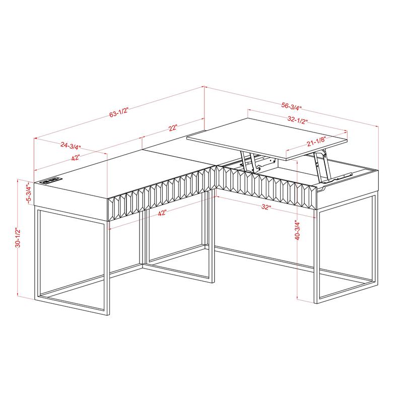 Scranton & Co 2-Piece L-Shaped Writing Desk Set in White Finish