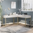 Scranton & Co 2-Piece L-Shaped Writing Desk Set in White Finish