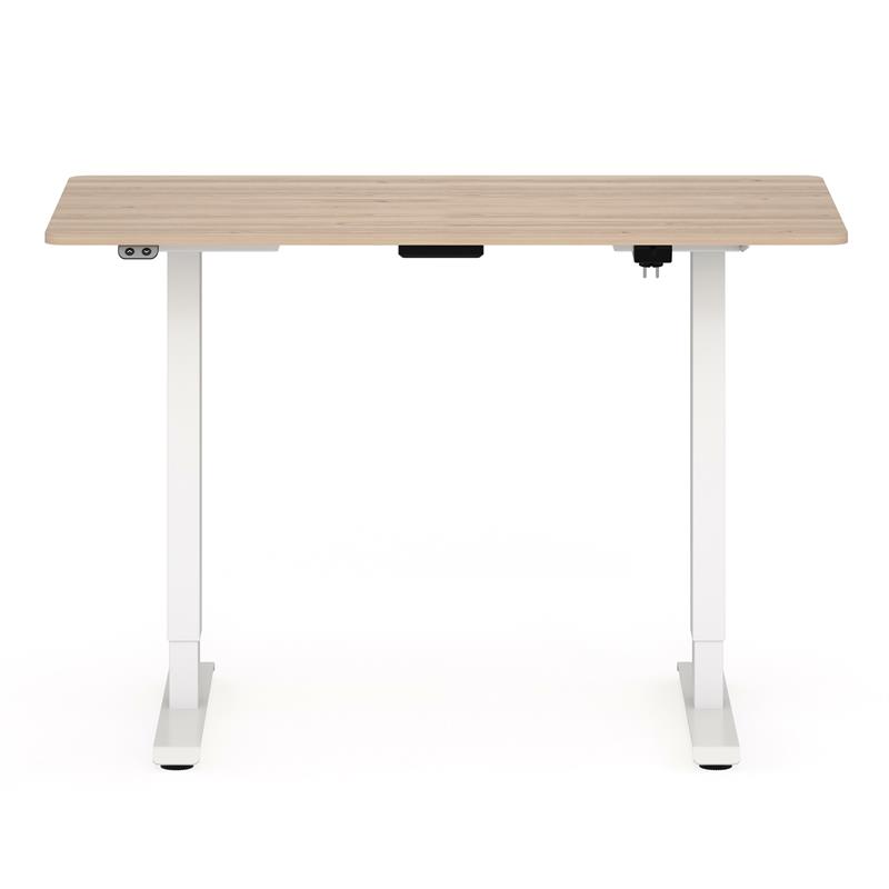 Scranton & Co Metal Height Adjustable Office Desk in Natural and White