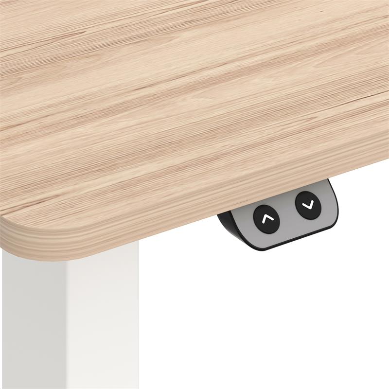 Scranton & Co Metal Height Adjustable Office Desk in Natural and White