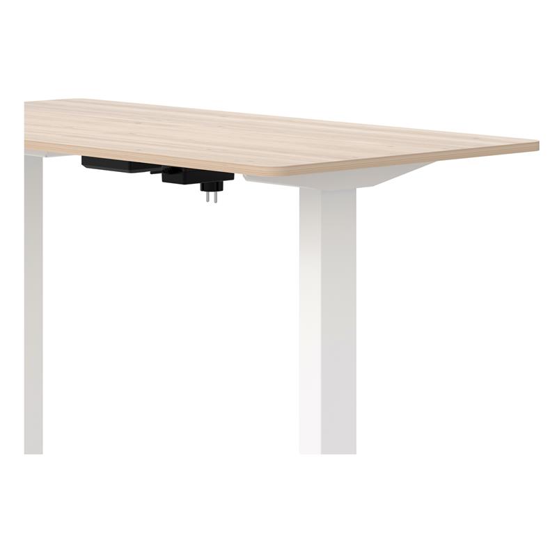 Scranton & Co Metal Height Adjustable Office Desk in Natural and White