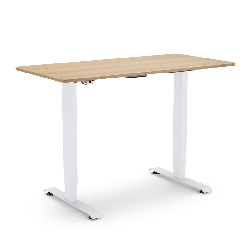 Scranton & Co Metal Height Adjustable Office Desk in Natural and White