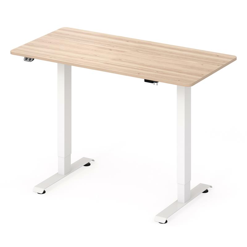 Scranton & Co Metal Height Adjustable Office Desk in Natural and White