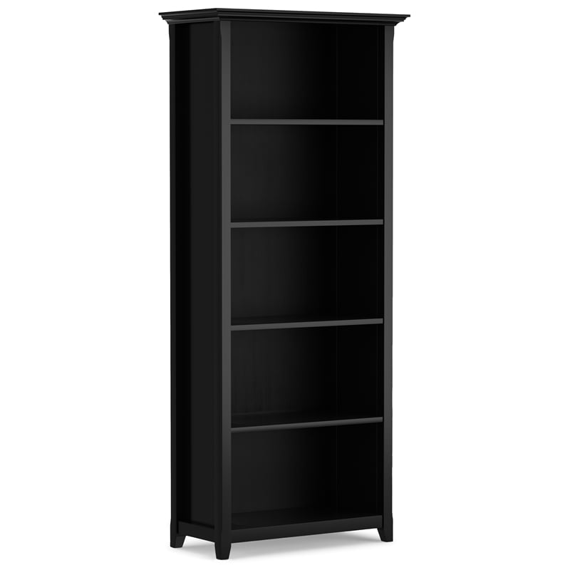 Scranton & Co Solid Wood 5-Shelf Bookcase in Black Finish