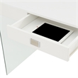 Scranton & Co 42-Inch Glass Desk with Charging Station in White Finish
