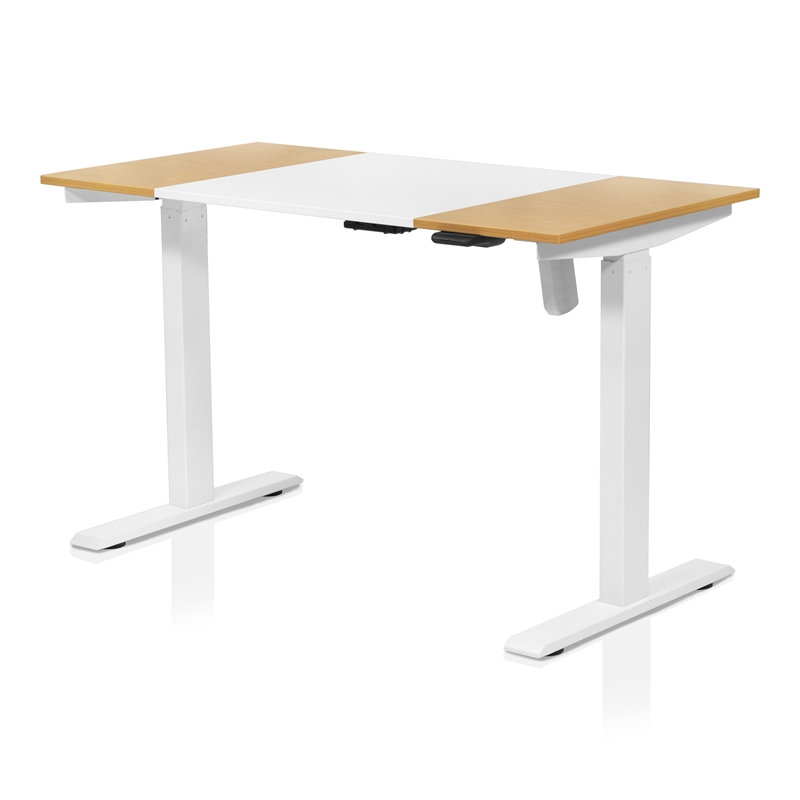 Scranton & Co Height Adjustable Desk in White and Maple