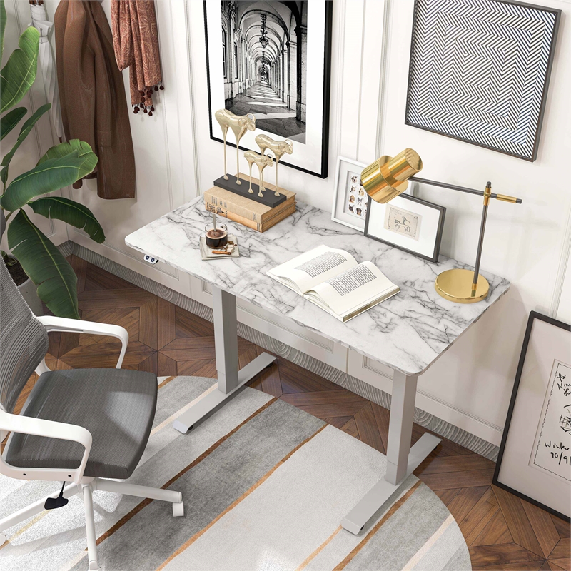 Scranton & Co Modern Height Adjustable Office Desk in White