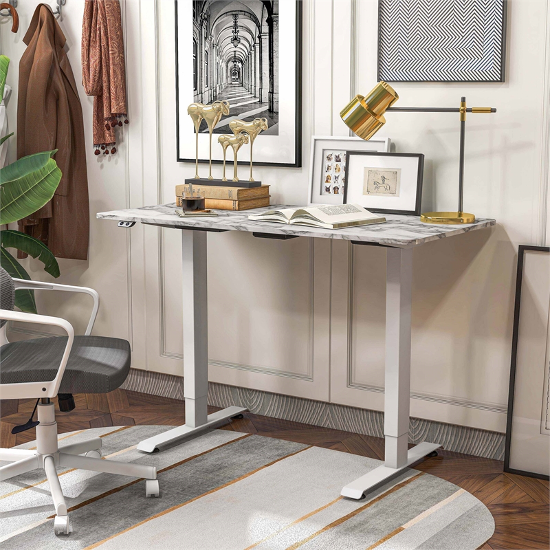 Scranton & Co Modern Height Adjustable Office Desk in White