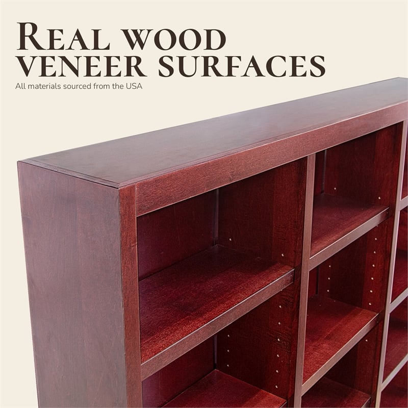 Scranton & Co 15-Shelf Triple Wide Bookcase Wood Veneer Cherry 72