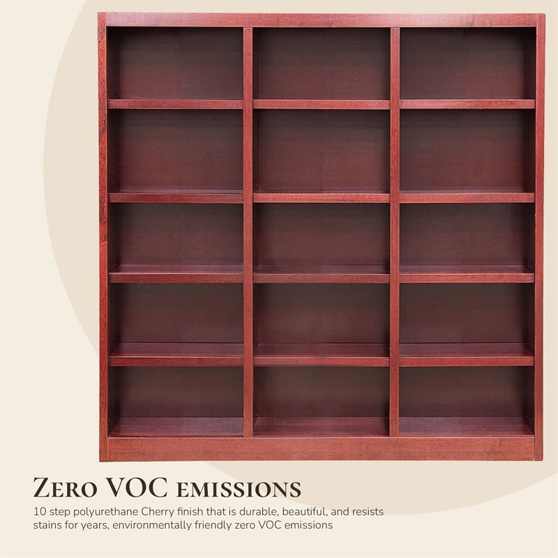 Scranton & Co 15-Shelf Triple Wide Bookcase Wood Veneer Cherry 72