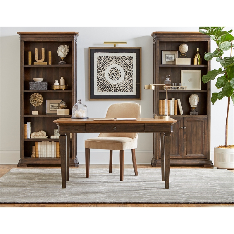 Scranton & Co Executive Bookcase with Wood Doors in Brown Finish 78