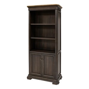 Scranton & Co Executive Bookcase with Wood Doors in Brown Finish 78&quotH