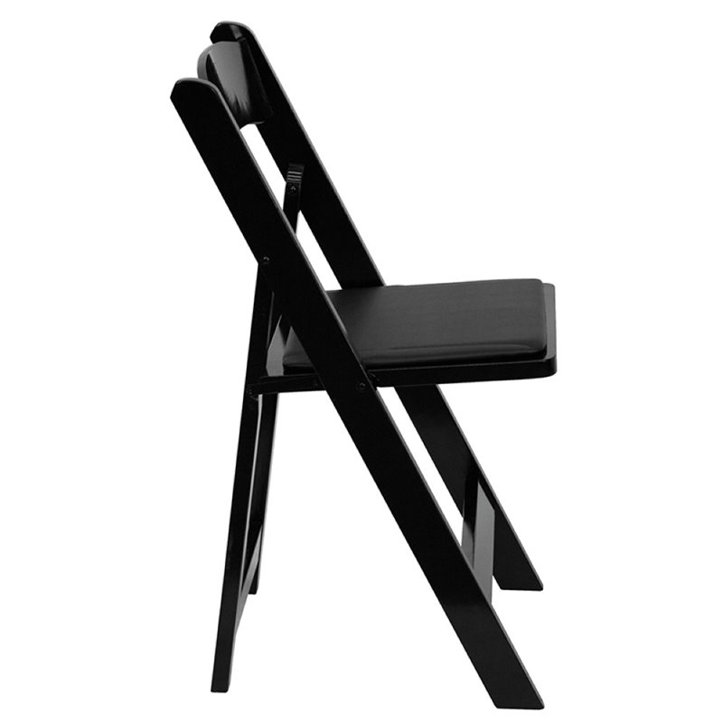 Scranton & Co Foldable Vinyl Seat Wooden Chair in Black (Set of 2)